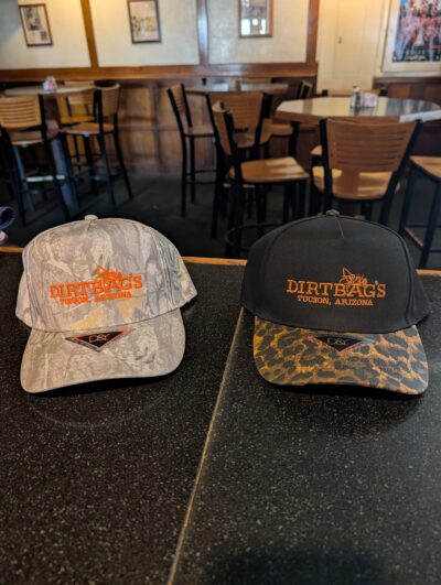 White Camo and Cheetah Print Dirtbag's Hats